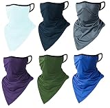 6 Pieces Sun UV Protection Face Mask Neck Gaiter Windproof Scarf Sunscreen Breathable Bandana Balaclava for Sport Outdoor (Solid)