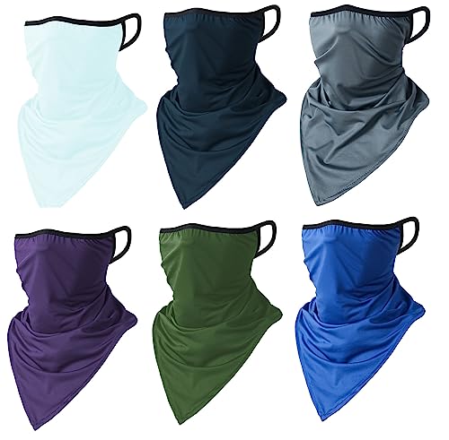 MASTOP 6 Pieces Sun UV Protection Face Mask Neck Gaiter Windproof Scarf Sunscreen Breathable Bandana Balaclava for Sport Outdoor (Solid)