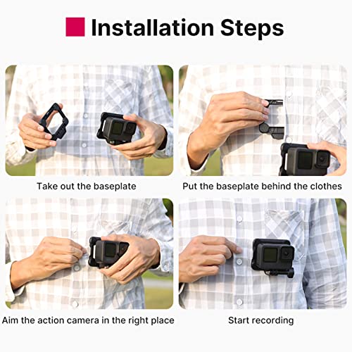 LAURAG GP-16 3 em 1 para câmera esportiva Suporte magnético de liberação rápida de ação Substituição