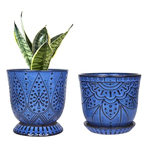 Gepege 6 Inch Beaded Ceramic Planter Set Cover