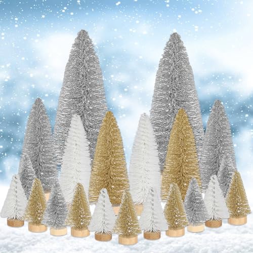 21 Stück Mini Tannenbaum Deko, Künstlich Miniatur Weihnachtsbaum,...