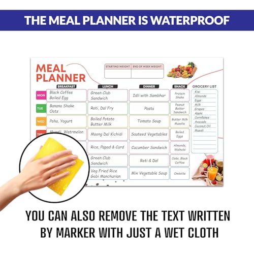 Image of AccuPrints Magnetic Weekly Meal Planner Dry Erase Board with Magnetic Marker Includes Grocery List 36 cm x 45.5 cm | Home | Gifts |