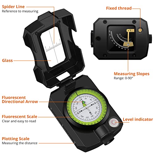 Taschenkompass Proster mit Neigungsmesser und IP65 Wasserschutz