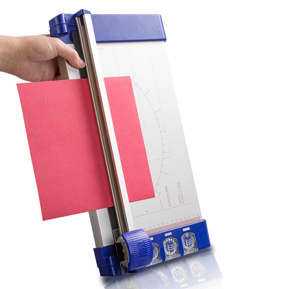 Taglierina Di Carta Portatile, Taglierina Di Carta A4 3 In 1, Righello Trasparente Sulla Superficie, Incluse 3 Lame Diverse, Dritto/Ondulato/Punteggiato, Per Carta Foto Cartoline Biglietti Da Visita