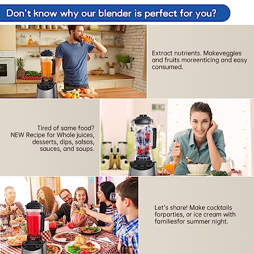 Professional Blender With 1400-Watt, 2 Modes Countertop Smoothie Maker Blender With 1.8L Bpa-Free Food Container, 6 Stainless Steel Blades Personal Kitchen Blender For Fruits Shakes And Smoothies #TOP1