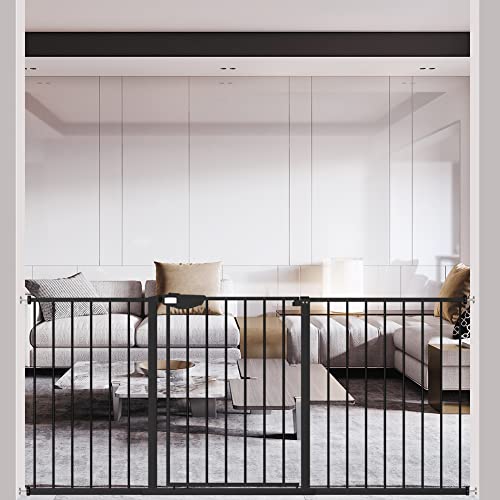 Dearbb Triple Lock Baby Gate For Stairs Doorways And House 31" To 86" Extra Wide Pressure Mounted Easy Walk Through Auto Close Safety Pet Gate Black 49.21-67.32" #TOP20