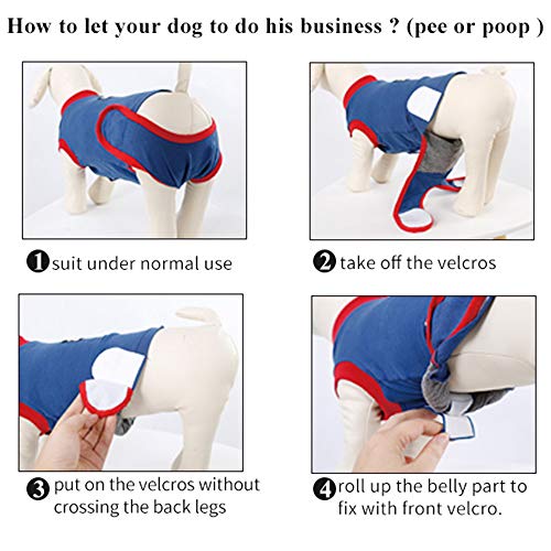 FOREYY Dog Professional Recovery Suit Abdominal Wound Protector Puppy Medical Surgical Clothes Post-Operative Vest Pet After Surgery Wear E-Collar & Cone Alternative (XS) - Thumbnail 5