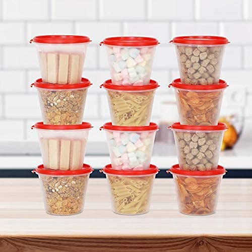 Image of Cutting EDGE Nesterware 1000ml Stackable Container (Set of 12, Light Red) | BPA-free plastic, stackable design, leak-proof, kitchen storage, pantry, fridge, meal prep, reusable, travel use