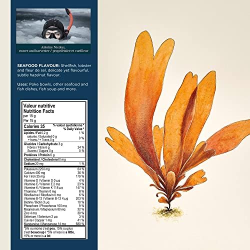 Dulse (Sea Bacon) Seaweed Flakes - 250g - Canadian, Organic and Eco-Friendly Certified - Easy to use Sea Vegetable - Hand harvested - Un Ocean de Saveurs