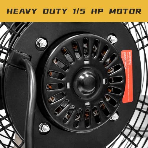 Hicfm 7300 Cfm 24 Inch Industrial High Velocity Mobile Drum Fan With Wheels, Powerful 1/5 Hp Motor, Turbo Blade, Tilting Head And Metal Barrel For Air Circulation In Workshop, Garage - Ul Listed #TOP6