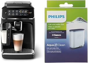 Philips 3200 Series Fully Automatic Espresso Machine wotj LatteGo, EP3241/54, Black and AquaClean Filter Single Unit, CA6903/10, white