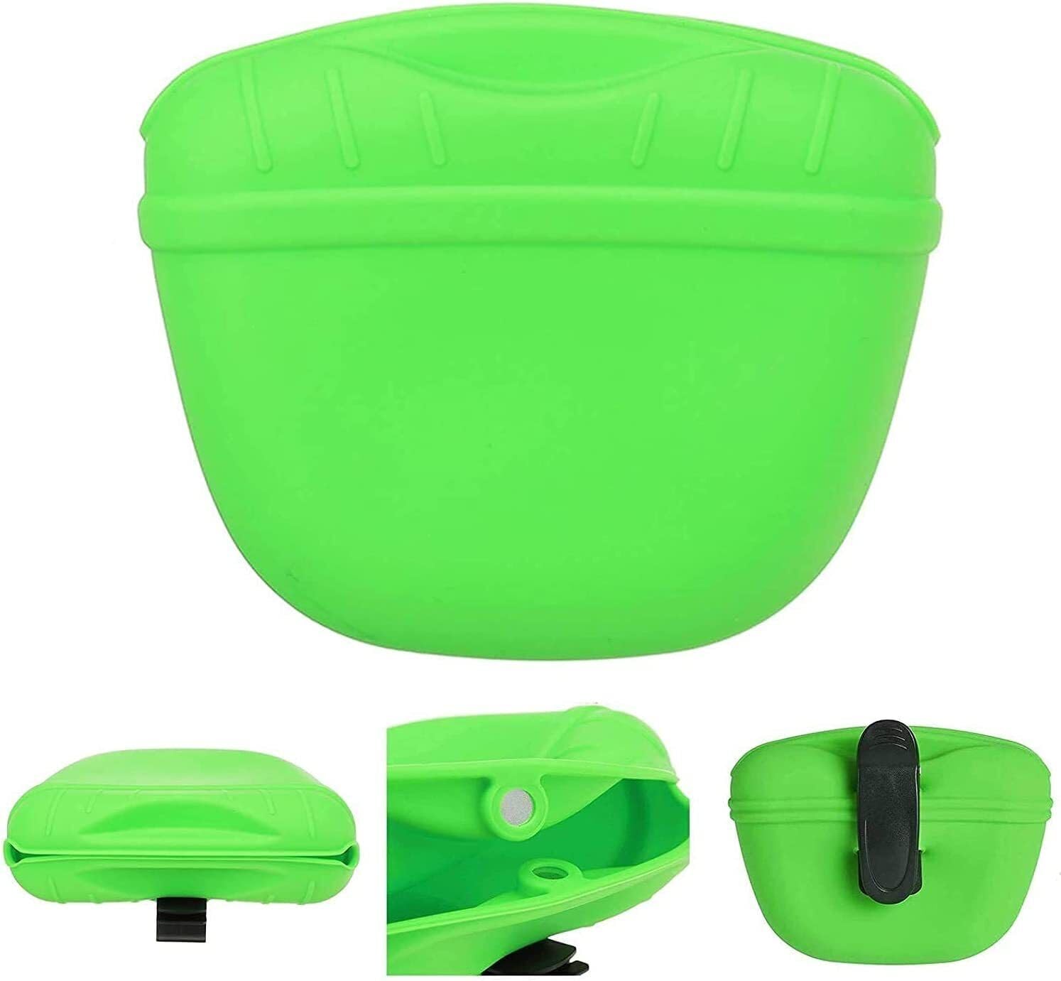 Dog Treat Pouches Pet Training Pouch Dog Training Bag with Magnetic Closure Portable & Food Grade, Pouch For Wet and Dry Food (Green)