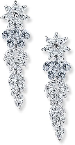 14K Gold Chandelier Earrings, Natural Crystal And Moissanite Long Drop Earrings, Bridal Earrings, Drop Earrings For Wedding And Banquet Occasions (style two, 14K)