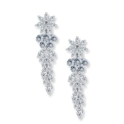 14K Gold Chandelier Earrings, Natural Crystal And Moissanite Long Drop Earrings, Bridal Earrings, Drop Earrings For Wedding And Banquet Occasions (Style Two, 14K) #TOP1