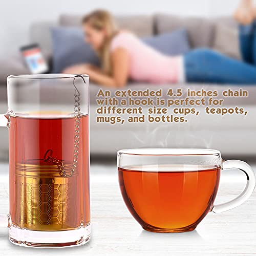 Tea Infuser, Tea Strainer 304 Stainless Steel Tea Filter Honeycomb Design Extra Fine Mesh Loose Leaf Tea Steeper With Extended Chain Hook Small 210601-2 #TOP3