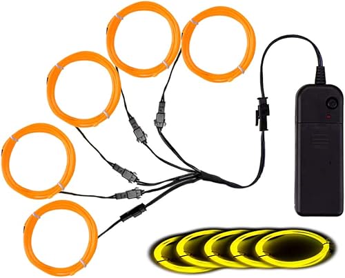 Miniatura 16 de MaxLax - Cable EL de neón rojo brillante, cable de luces de neón con reducción de ruido de 1.5 metros, cable electroluminiscente para Halloween