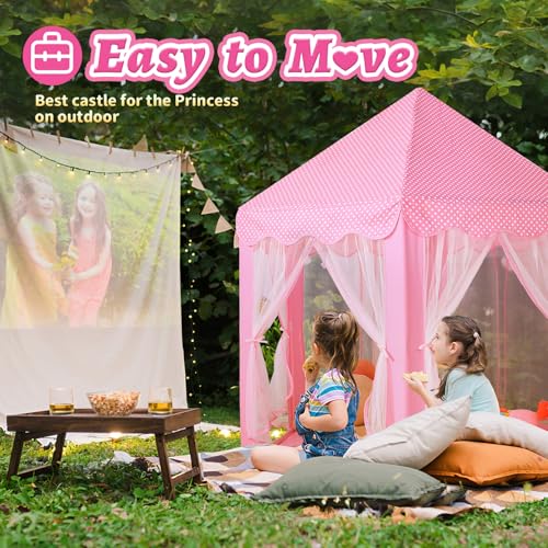 image for Monobeach Princess Castle Play Tent for Girls - Large 55'' x 53'' Play