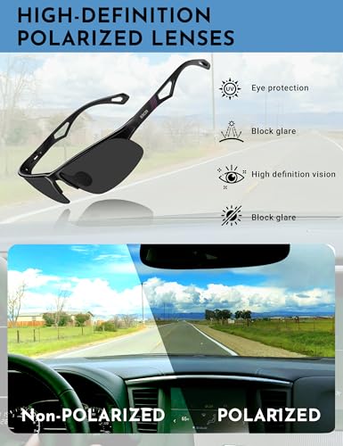 Image of BIRCEN Polarized Anti-Glare Sunglasses for Men: Lightweight Metal Wrap around Sun Glasses UV Protection for Driving Fishing