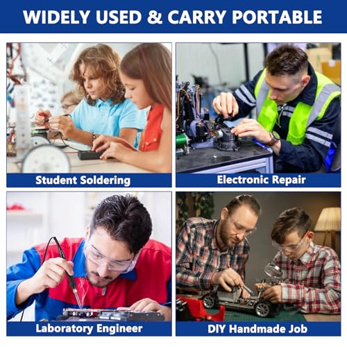 Soldering Iron Heat Set Insert Tool, 80W 110V LCD Digital Soldering Welding Iron Kit with Iron Tips and Heat Set Insert Tips, 16-in-1 Adjustable Temperature 180-500℃ Solder Kit, Blue - Image 8