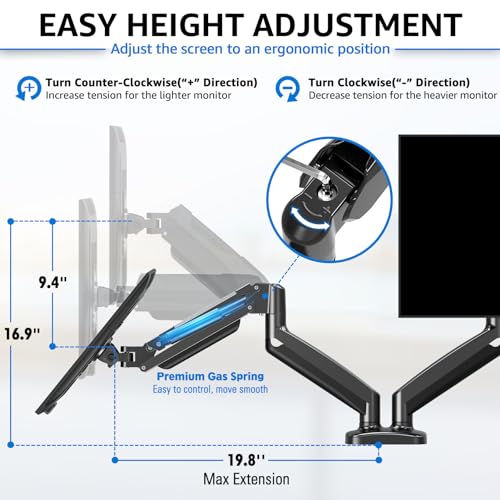 Image of MOUNTUP Dual Monitor Stand for Desk and Desk C-Clamp Extension for Max 6 inch Thick Desktops