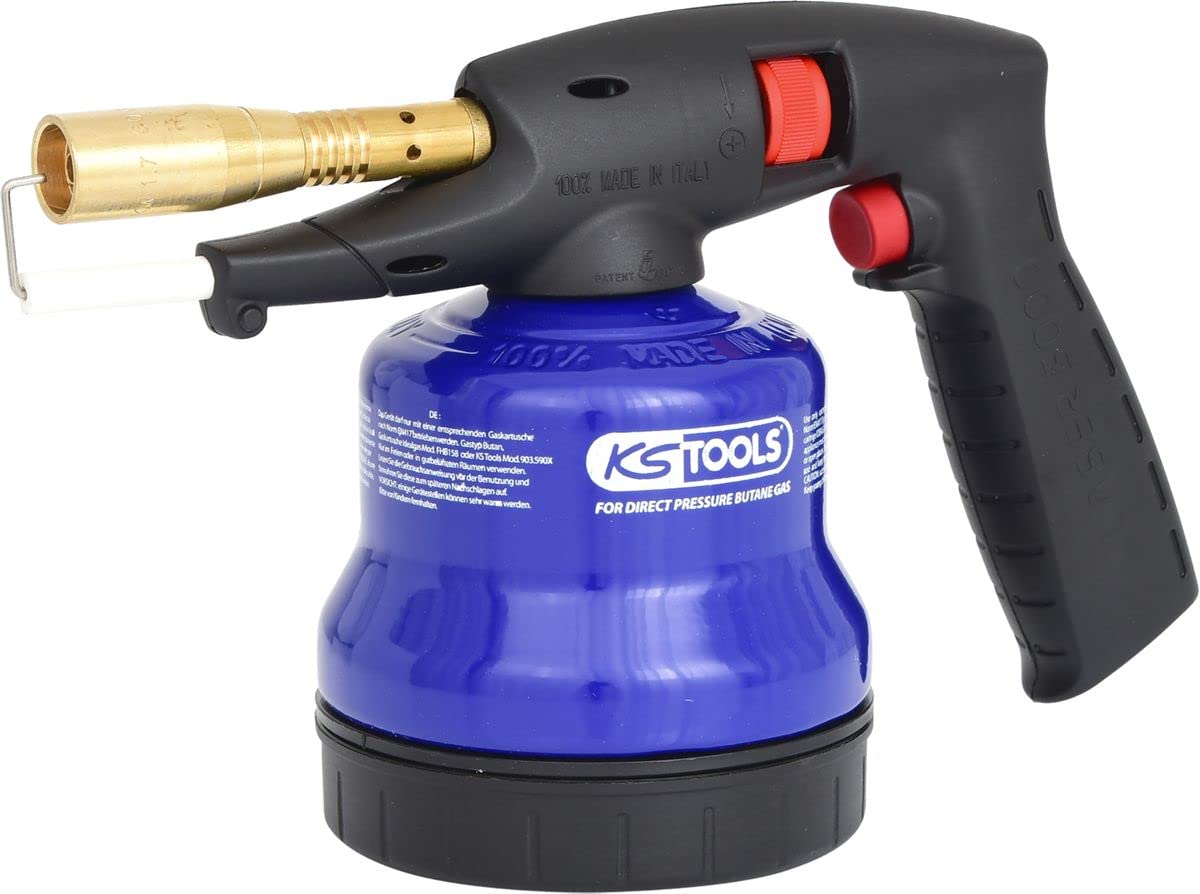 KS Tools 903.5905 Soldador de cartucho con piezoencendido, cuerpo de metal