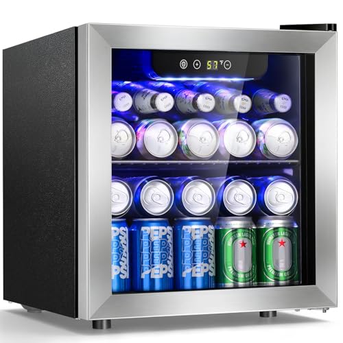 Image of Antarctic Star Beverage Cooler Holds Up to 48 Cans & 12 Wine Bottles, Stainless Steel Glass Door Drink Fridge with Digital Display and Electronic Temperature Control, Silver
