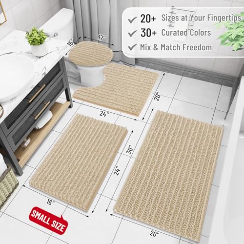 Image of Arotive Luxury Toilet Rugs U-Shaped 24x20, Extra Soft Thick Absorbent Shaggy Chenille Bath Rugs, Machine Wash Dry, Bath Mat for Toilet Base, Tub and Shower, Home Decor Accessories, Cream Beige