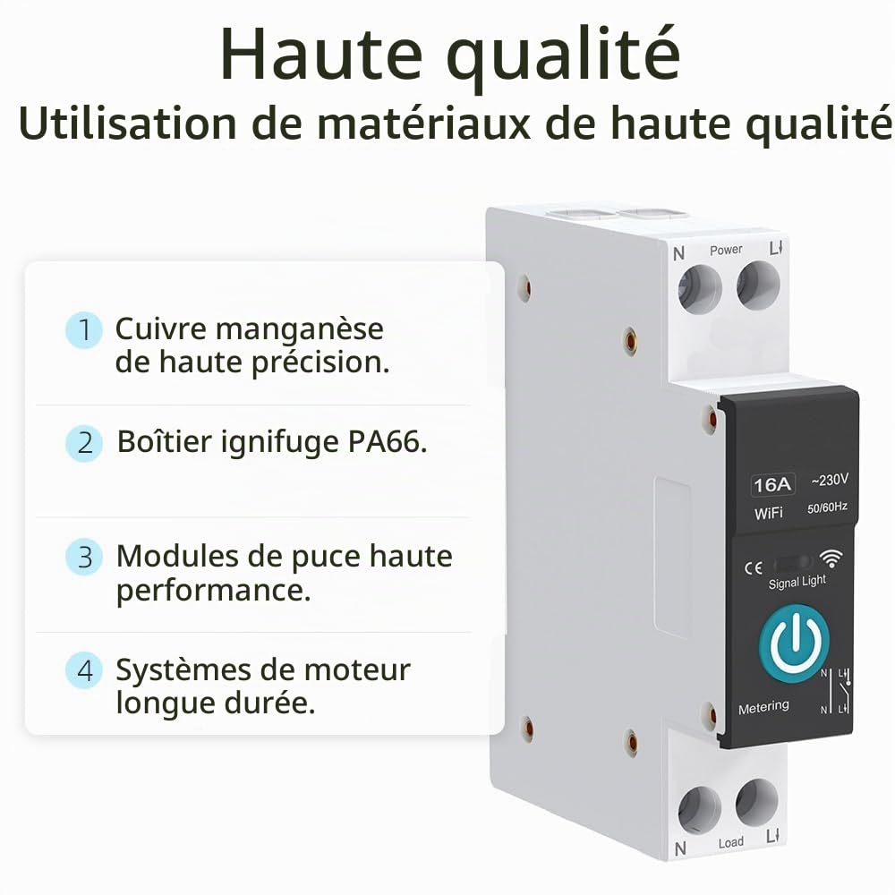 Commutateur de Compteur Électrique - Commutateur WIFI Intelligent - Télécommande de Téléphone Sans Fil et 3 Fonctions de Mode de Synchronisation - Compatible Avec, Google