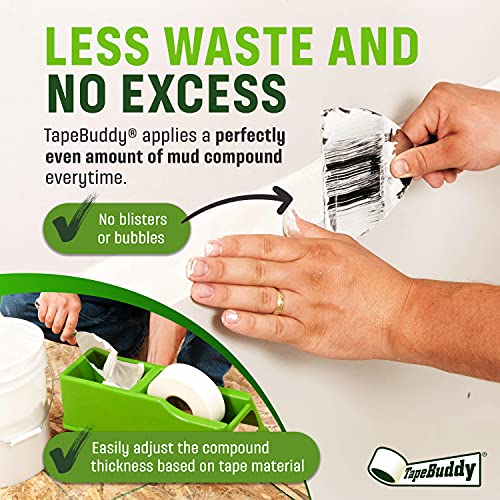 TapeBuddy by Buddy Tools - Free-Standing Drywall Taping Tool - Mess-Free and Rust-Free Drywall Tape Holder for Drywall Mud and Joint Compound Application - Easy to Use with Standard Dry Wall Tape