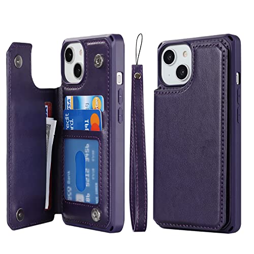 Étui iPhone 14 antichoc Cavor pour ne plus perdre vos cartes grâce au rabat et cordon violet