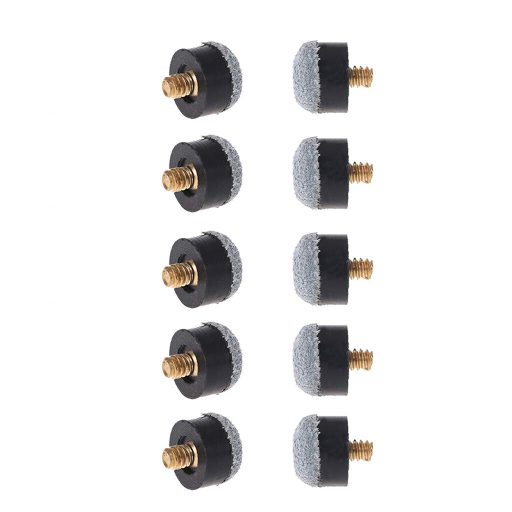 HUANGTNG 10Pcs Screw on Tip 13mm Replacement Cue Tip for Pool Cues and, Pool Cue Tip Hard Leather Screw on Tip