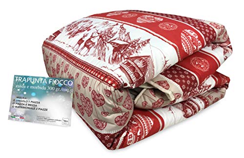 tex family Couette FIOCCO - Couette d'hiver Chaude et Douce, Fabriquée en Italie, Microfibre Hypoallergénique, Garnissage 300 g/m² - germagnano Rouge pour...
