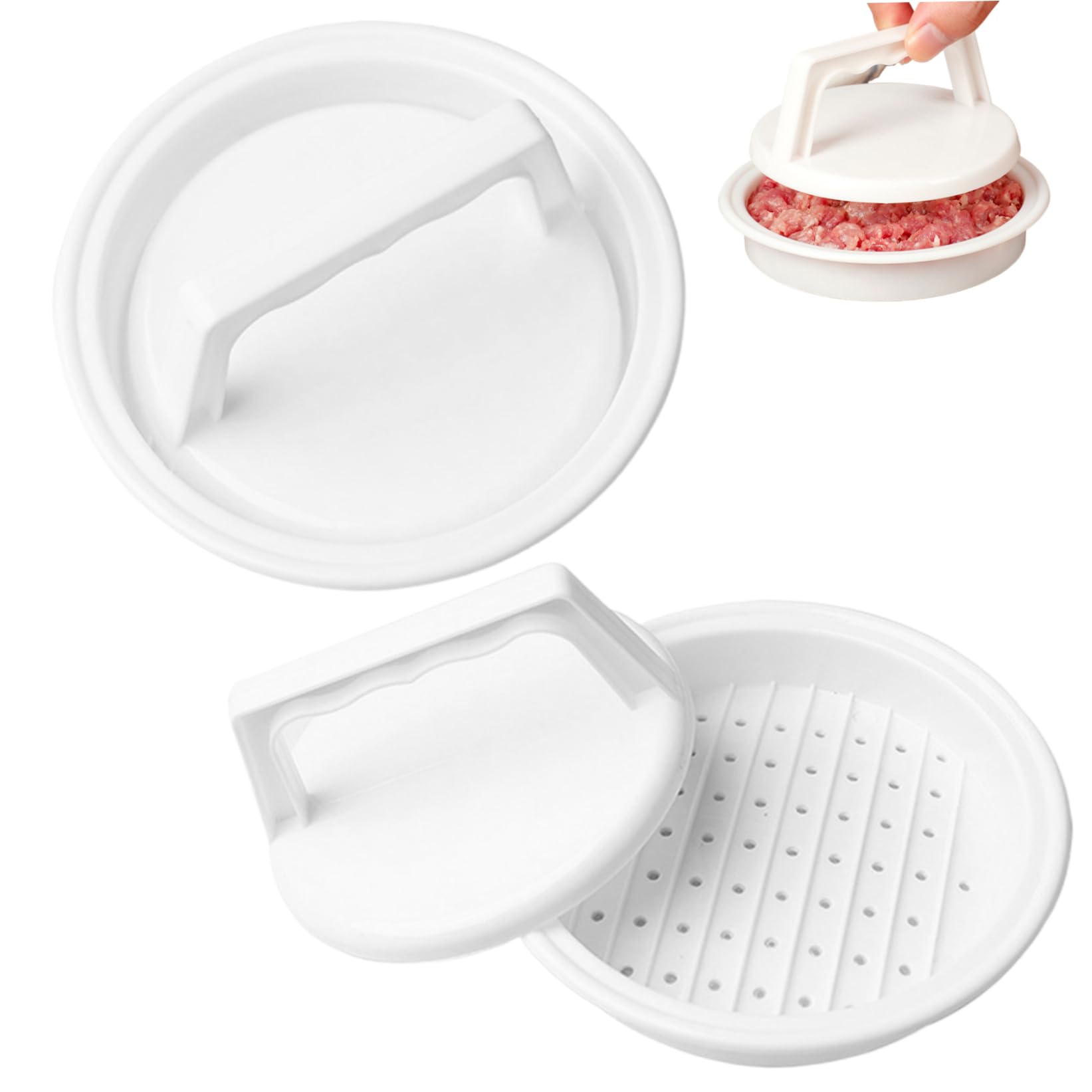 Grsrkep Hamburger Press Patty Maker, 2Pcs Hamburger Press Non-Stick Burger Easy to Shape Meat for Stuffed Slider BBQ Barbecue Grilling