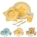 Produktbild BIOZOYG Kinder Geschirr Set aus Bambus 5 teilig I Kindergeschirr Set Seestern bpa frei I Tafelservice aus Kinderbesteck Müslischale Trinkbecher Kinderteller I Recycling Natur Material