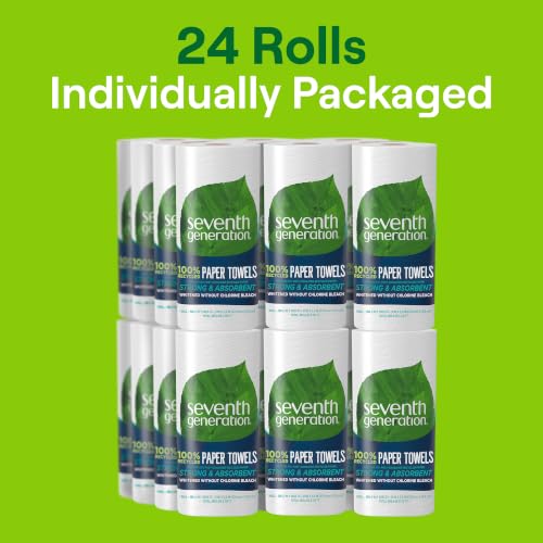 Image of Seventh Generation Paper Towels, 100% Recycled Paper, 2-ply, 24 Rolls (Packaging May Vary)