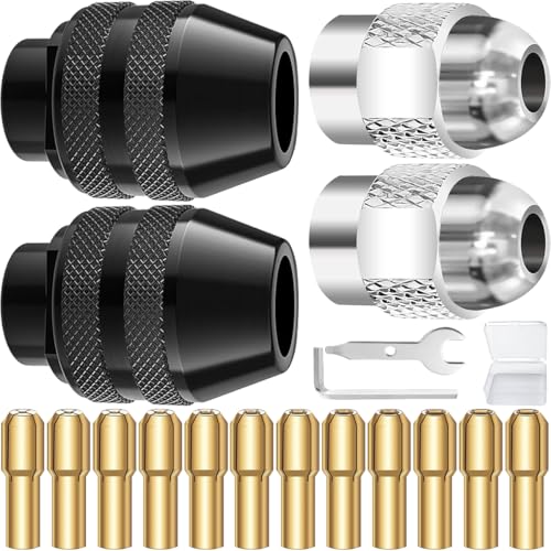 EATBALE 4486 Juego mandriles múltiples Accesorios, Portabrocas M7, Pinzas Latón Broca Eléctrica 0.8 3.2mm, Tuerca Metálica 4485, Portabrocas de cambio rápido sin llave para Dremel 7700 3000 4000 8200