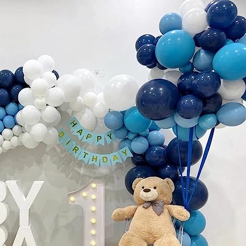 Image of 412pcs Navy Blue Balloons Garland Arch Kit 18 12 10 5 Inch Different Sizes Latex Balloons for Shower Christmas Birthday Festival Happy Blue Theme AnniversaryWedding Jungle Safari Decorations