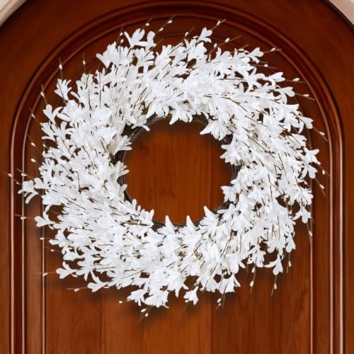 GTIDEA Summer Wreath 24 Summer Door Wreath for Front Door Wreath White