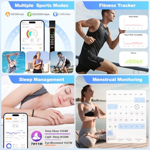 Image of Smart Bracelet, Wearable Activity & Fitness Tracker Band, 24H Sleep Tracker, All-Day Continuous Heart Rate, Blood Pressure Stress HRV Monitor, Smart Wristband with Free APP 2 BandsFX0630