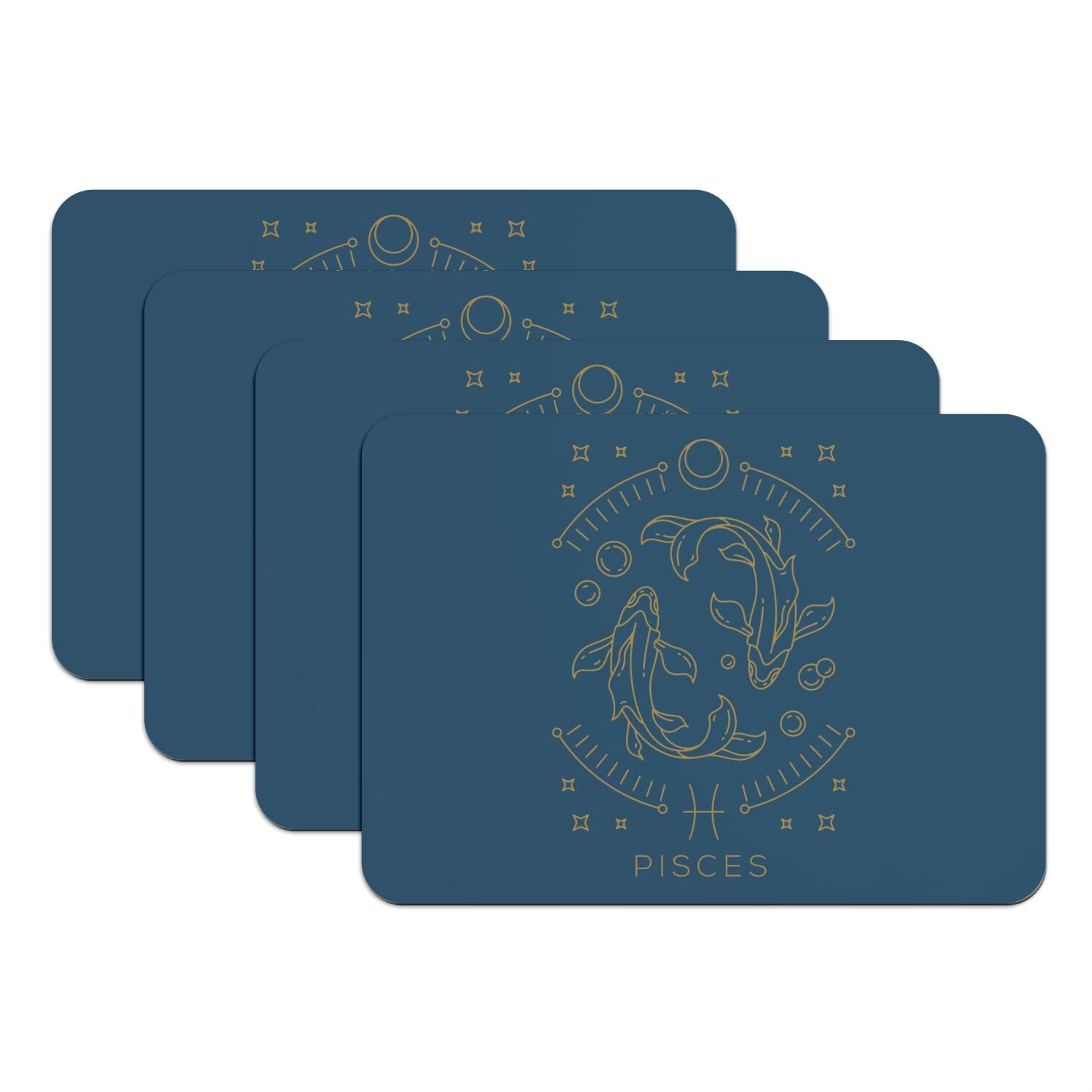 Sets de table bleu zodiaque grand format de qualité avec base caoutchouc stable
