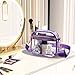 Fibrdoo Clear Bag Stadium Approved, Leather Clear Crossbody Purse Bag for Concerts Sports Events Festivals (Clear Purple)