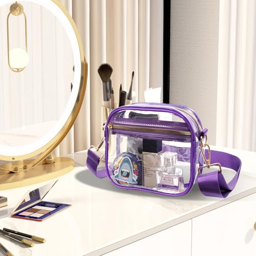 Image of Fibrdoo Clear Bag Stadium Approved, Leather Clear Crossbody Purse Bag for Concerts Sports Events Festivals