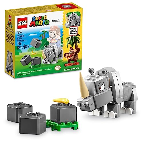 LEGO Super Mario Rambi the Rhino Expansion Set, Buildable Animal Toy Figure, Small Gift to Combine with a Starter Course Game 71420
