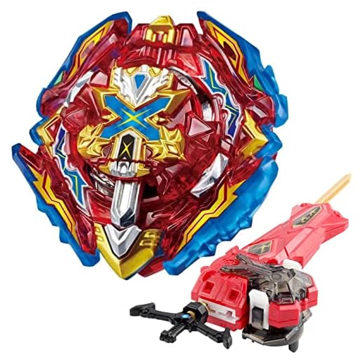Konikiwa Bey Battling Launcher Set, B-200 Xiphoid Xcalibur Xanthus Burst Bey, Left and Right Spin Sword Ripcord Launcher Compatible with All Bey Burst Series - Red