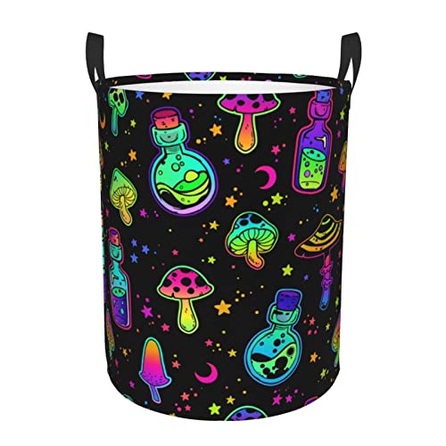Botella de bruja con poción, cesta circular para almacenamiento de ropa, cesta de almacenamiento plegable