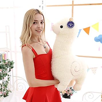Alpaca Plush Toy, 18 Inch Llama Stuffed Animal Large Llamacorn Alpaca Doll Plushie Hug Pillow Soft Fluffy Cushion White Alpaca Soft Toy Plush Stuffed Alpaca Doll Toys
