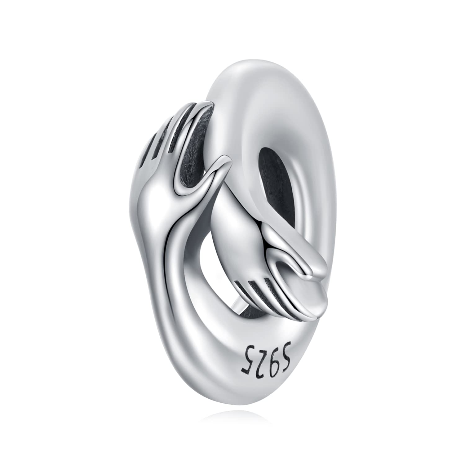 Abalorio de plata de ley 925 en forma de mano con acabado artesanal pulido para pulseras 8