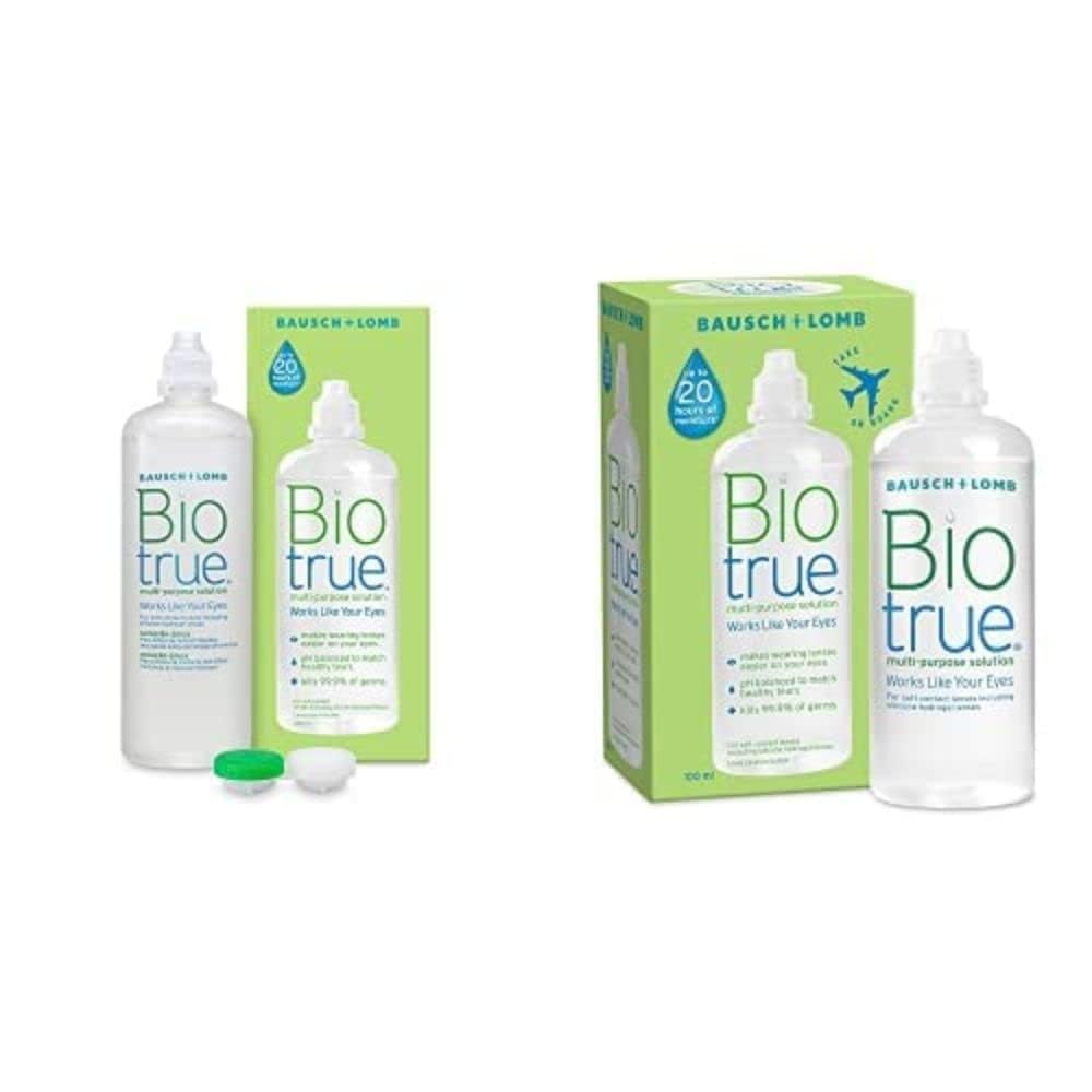 Bundle, Multi-Purpose Soft Contact Lens Solution, 1 x 300 ml and Flight Pack 1 x 100 ml, Cushions and Rehydrates for Comfortable Wear, Condition, Clean, Remove Protein, Disinfect and Rinse