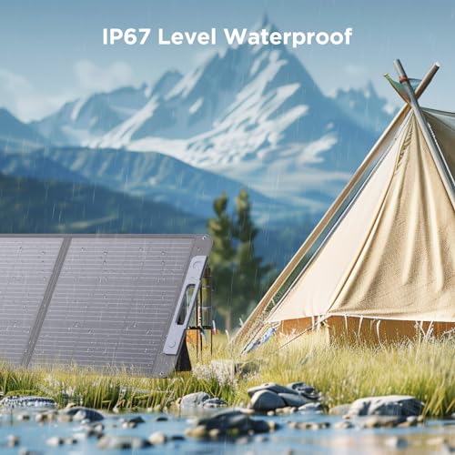 100W Solar Panel Portable for Power Station, 20V Monocrystalline Foldable Solar Panel with 23.5% High Efficiency 4 in 1 Solar Cable, Waterproof Solar Charger for Outdoor Camping Van RV Trip - Image 5