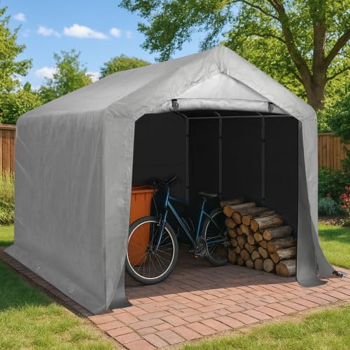 Bonnlo Carport Garagenzelt 240X365cm, Winterfest Aufblasbar Lagerzelt Gerätehaus mit Stabiler Stahlrohrkonstruktion, Autozelt, Dunkelgrau (240X365cm)